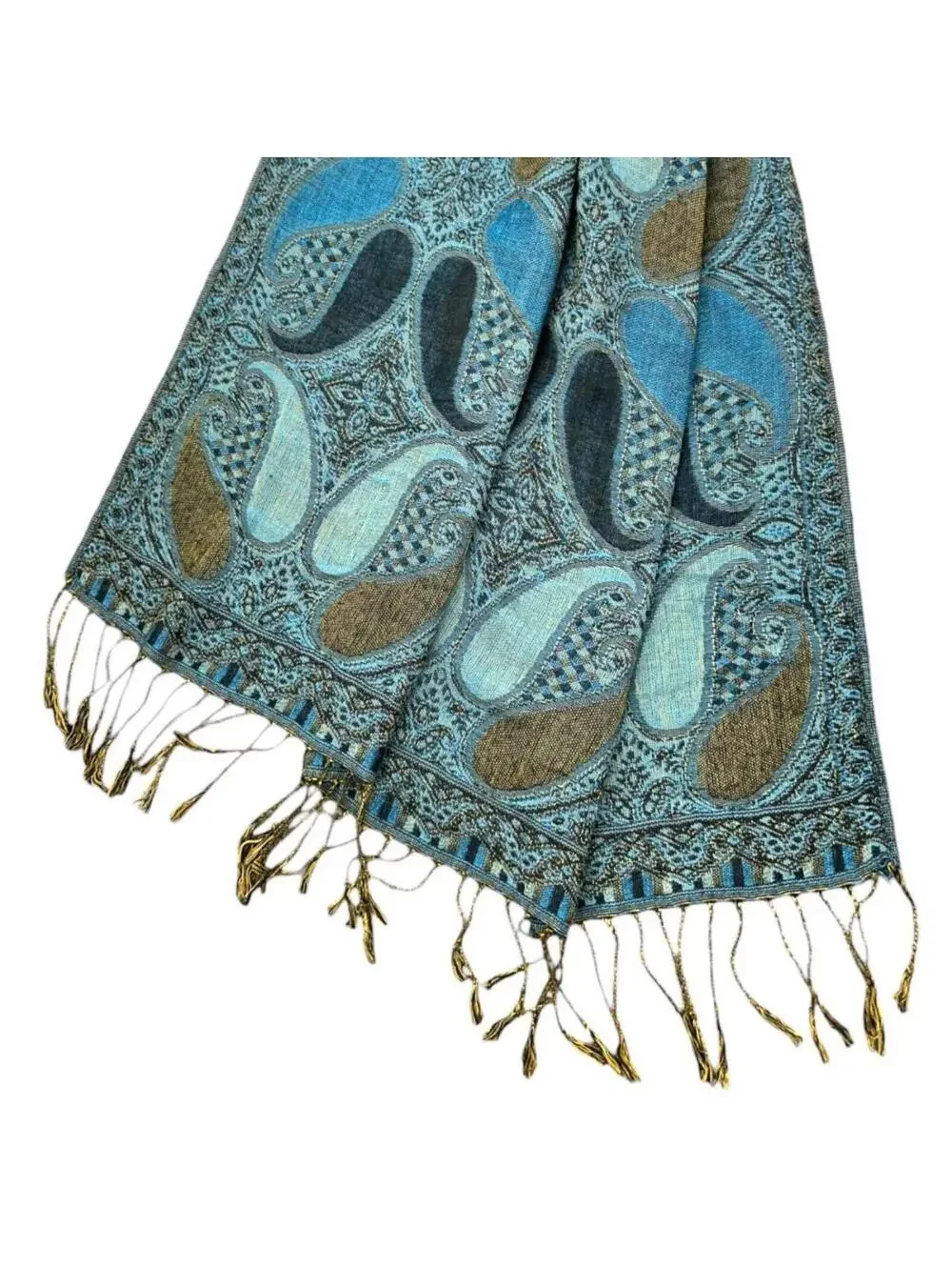Blue‎ Paisley Patterned Pashmina Shawl
